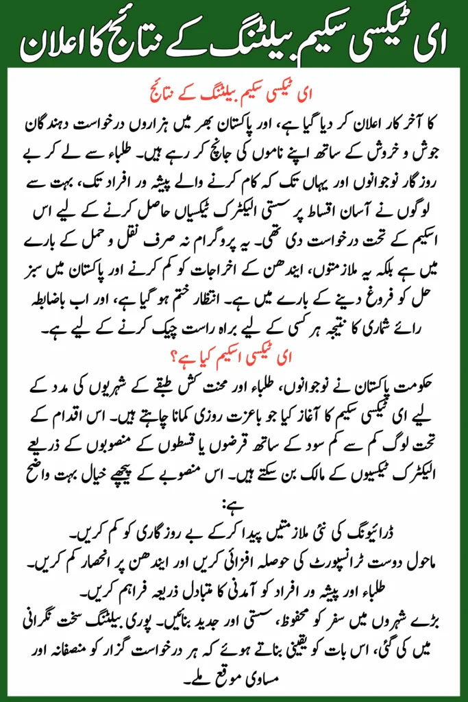 E Taxi Scheme Balloting Result